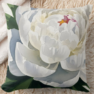 Elegante witte pioenbloem kussen