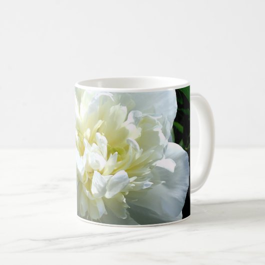 Elegante Witte pioenen witte bloemige foto Koffiemok (Voorkant rechts)