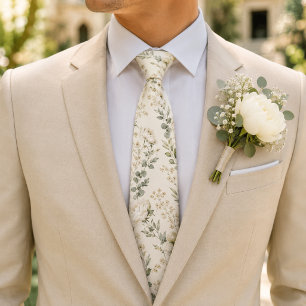 Elegante witte pioenroos & ranunculus botanisch stropdas