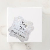 Elegante witte pioenrozen & harten bruiloft dank u bedankjes labels (In situ)