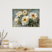 Elegante Witte Pioenrozen in Bloei Poster (Keuken)