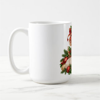 Elegante witte poedel kerst mok