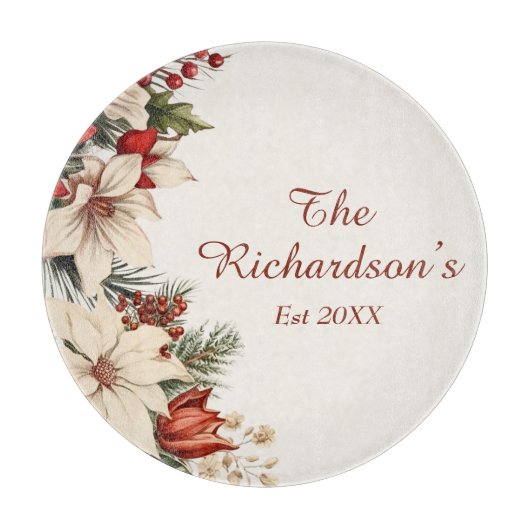 Elegante witte poinsettia aangepaste kerst snijplank (Voorkant)