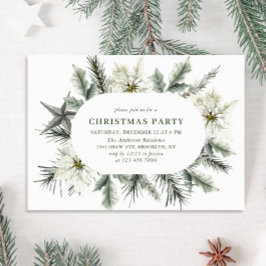 Elegante witte poinsettia Boheemse kerstfeest Kaart