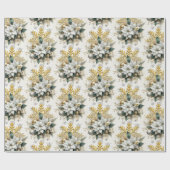 Elegante witte poinsettia kerst cadeaupapier (Vlak)