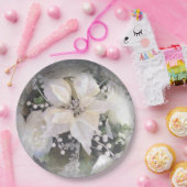 Elegante witte poinsettia papieren bordje (Feest)