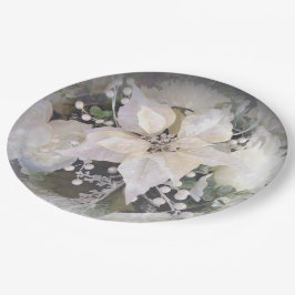 Elegante witte poinsettia papieren bordje