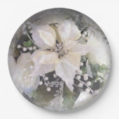 Elegante witte poinsettia papieren bordje (Voorkant)