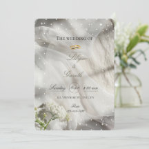 Elegante witte polka stip tule & gouden ringen tro