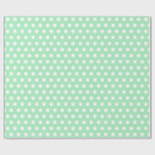 Elegante witte polka stippen op pastel mint groen cadeaupapier (Vlak)