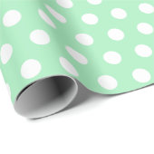 Elegante witte polka stippen op pastel mint groen cadeaupapier (Rol Hoek)