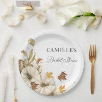 Elegante witte pompoen bruidsfeest papieren borden