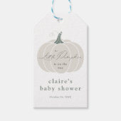 Elegante witte pompoen Herfst Baby shower gunst Cadeaulabel (Voorkant)
