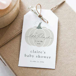 Elegante witte pompoen Herfst Baby shower gunst Cadeaulabel