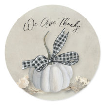 Elegante Witte Pompoen Herfst Thanksgiving Zegel