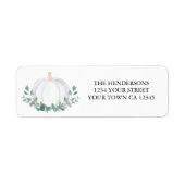 Elegante witte pompoen retouradres etiket (Voorkant)