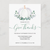 Elegante witte pompoen Thanksgiving diner Uitnodiging Briefkaart (Voorkant)