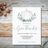 Elegante witte pompoen Thanksgiving diner Uitnodiging Briefkaart