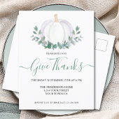 Elegante witte pompoen Thanksgiving diner Uitnodiging Briefkaart