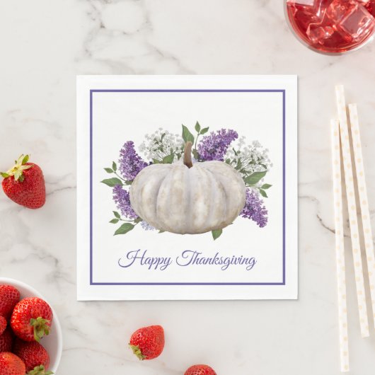 Elegante witte pompoen Thanksgiving papier servet (Insitu)