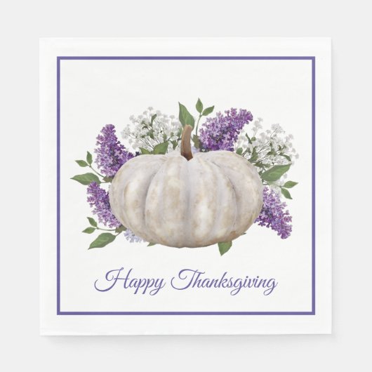 Elegante witte pompoen Thanksgiving papier servet (Voorkant)