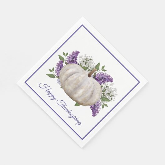 Elegante witte pompoen Thanksgiving papier servet (Hoek)