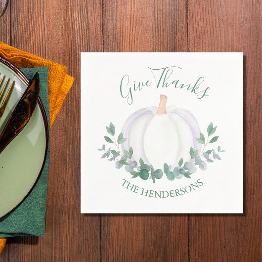 Elegante witte pompoen Thanksgiving Servet