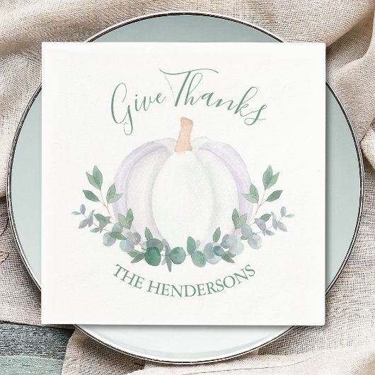 Elegante witte pompoen Thanksgiving Servet