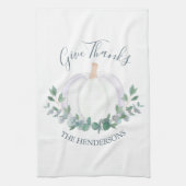 Elegante witte pompoen Thanksgiving Theedoek (Verticaal)