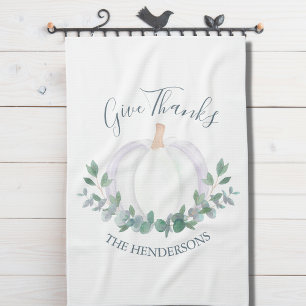 Elegante witte pompoen Thanksgiving Theedoek