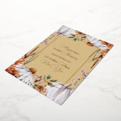 Elegante witte pompoenen en bloemen roze gouden sc folie feestdagenkaart (Gedraaid)