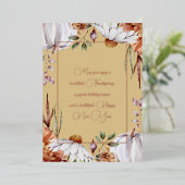 Elegante witte pompoenen en bloemen roze gouden sc folie feestdagenkaart (Staand Voorkant)