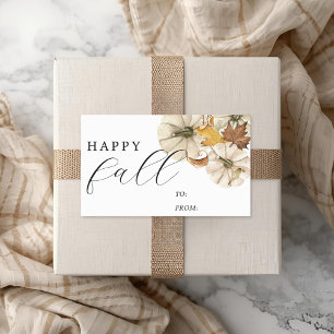 Elegante Witte Pompoenen Gelukkig Herfst Cadeau Rechthoekige Sticker