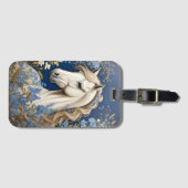 Elegante witte Pony en vergeet-me-nots Bagagelabel (Voorkant (horizontaal))