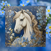 Elegante witte Pony en vergeet-me-nots Legpuzzel