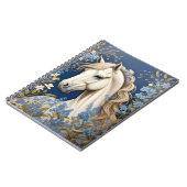 Elegante witte Pony en vergeet-me-nots Notitieboek (Linkerzijde)