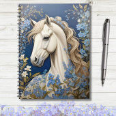 Elegante witte Pony en vergeet-me-nots Notitieboek