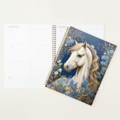 Elegante witte Pony en vergeet-me-nots Planner (Display)