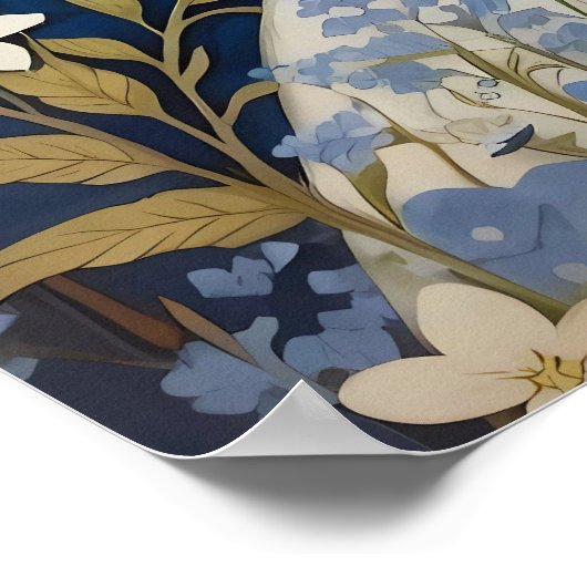 Elegante witte Pony en vergeet-me-nots Poster (Hoek)