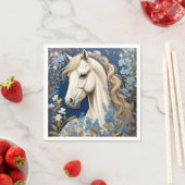 Elegante witte Pony en vergeet-me-nots Servet (Insitu)