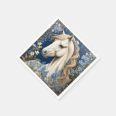 Elegante witte Pony en vergeet-me-nots Servet (Hoek)