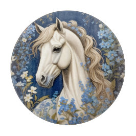 Elegante witte Pony en vergeet-me-nots Snijplank