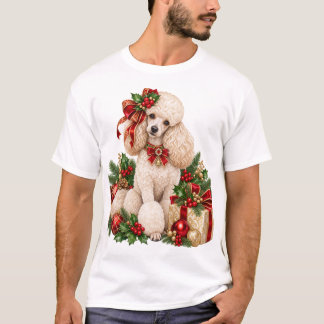 Elegante witte Poodle Kerst T-Shirt