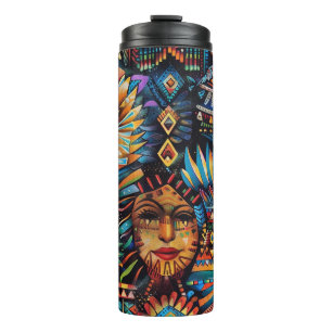 Elegante witte "Pre-Columbian Tapestry" Thermal Tu Thermosbeker