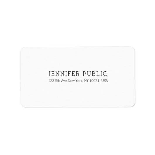 Elegante witte professionele eenvoudige moderne Sj Etiket (Voorkant)