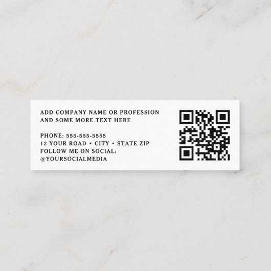 Elegante witte professionele QR-code Mini Visitekaartje (Achterkant)