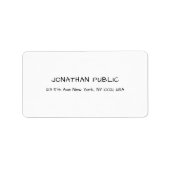 Elegante witte professionele Sjabloon Modern Clean Etiket (Voorkant)