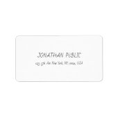 Elegante witte professionele vlakke moderne minima etiket (Voorkant)