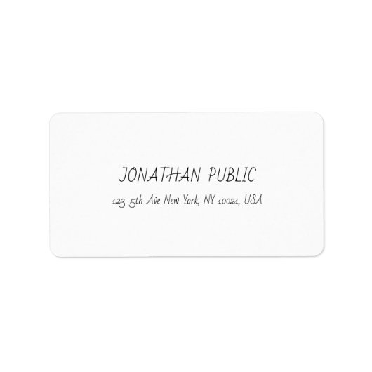 Elegante witte professionele vlakke moderne minima etiket (Voorkant)