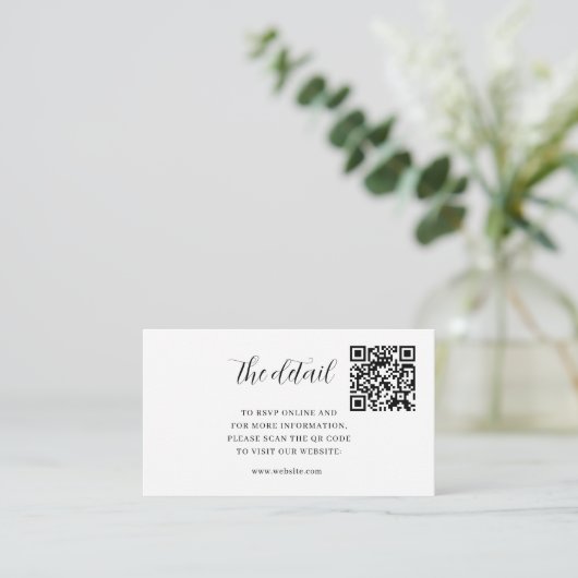 Elegante witte QR-code Classic Minimalistische bru Informatiekaartje (Staand voorkant)